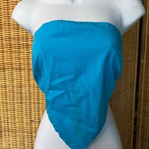 Vintage Vibrant Blue Bandana Strapless Top